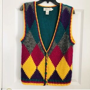 HAND KNIT FOR JACK WINTER WOMEN'S VEST SIZE SMALL MULTICOLOR VINTAGE PS2